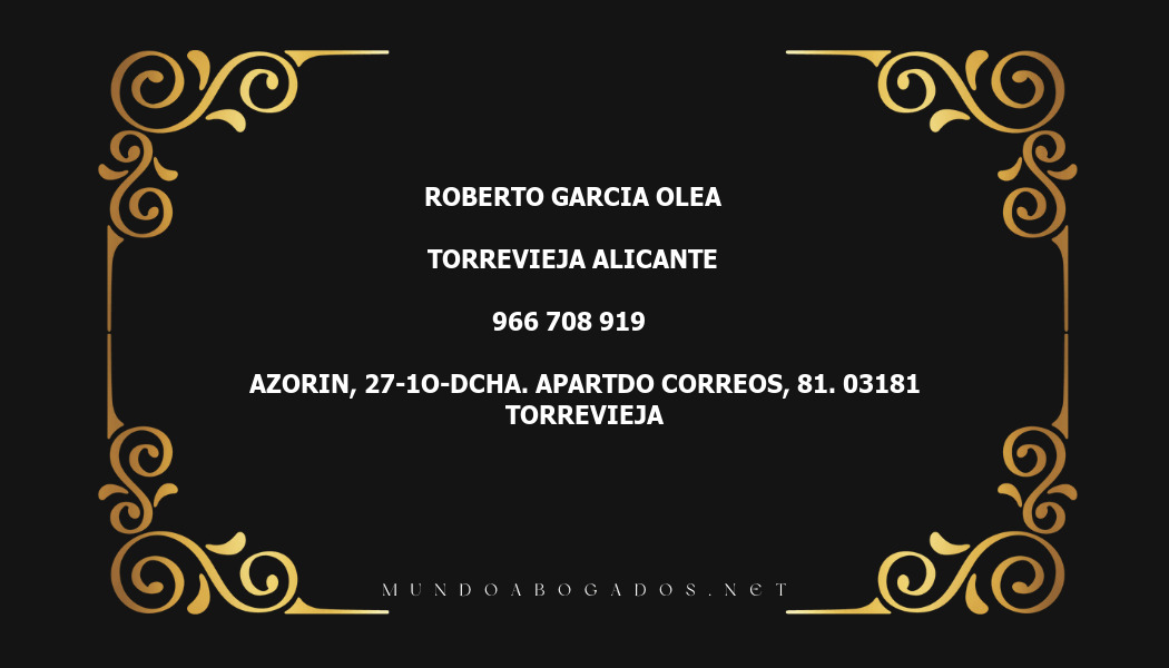 abogado Roberto Garcia Olea en la localidad de Torrevieja