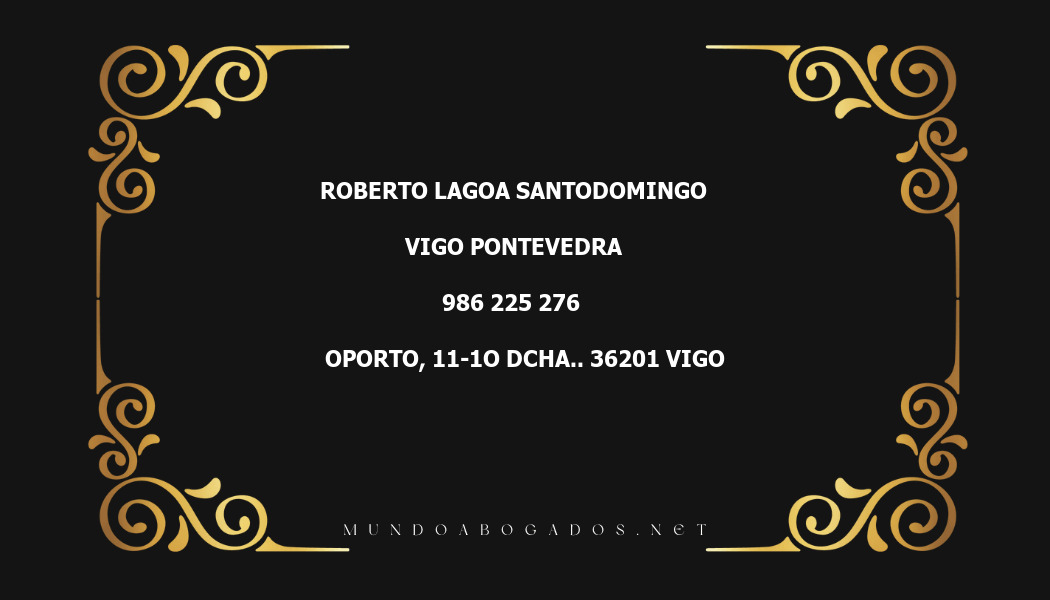 abogado Roberto Lagoa Santodomingo en la localidad de Vigo