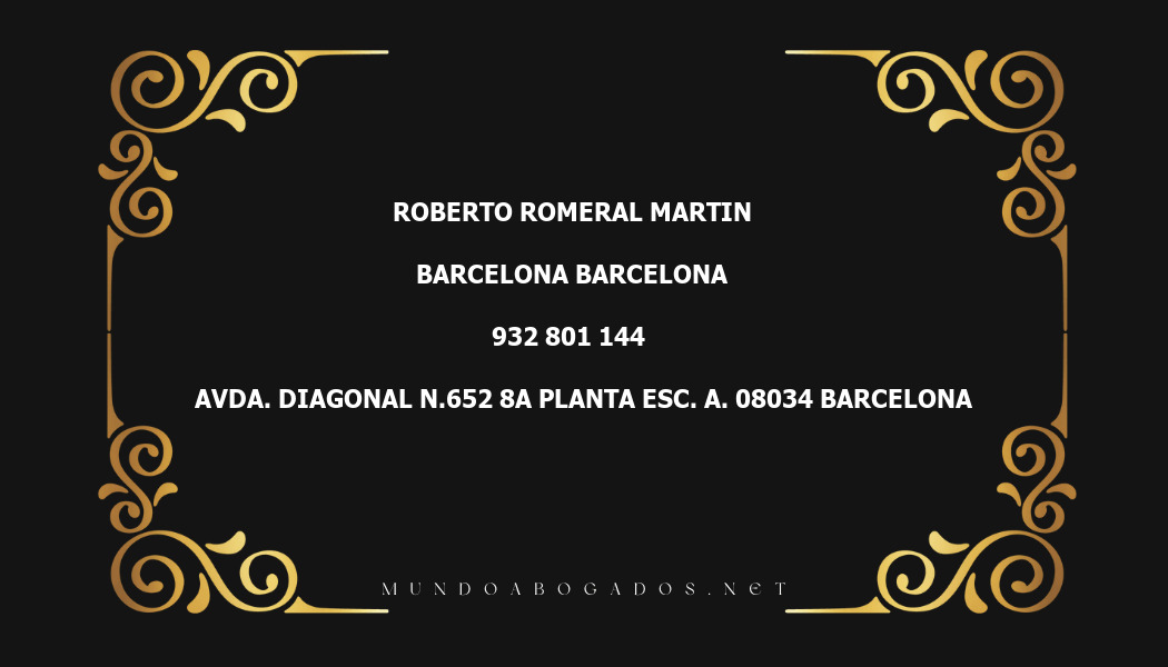 abogado Roberto Romeral Martin en la localidad de Barcelona