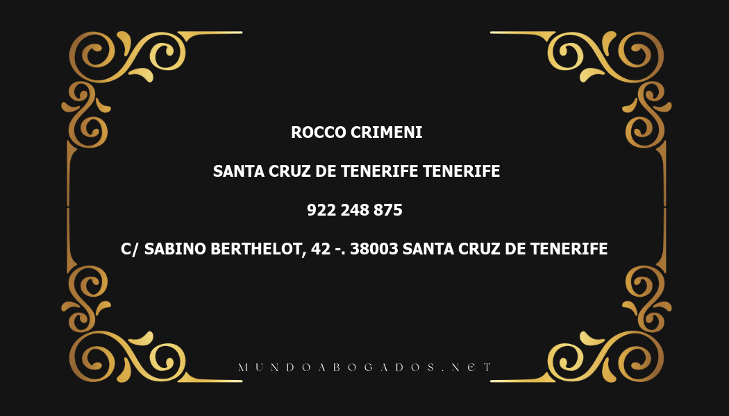 abogado Rocco Crimeni en la localidad de Santa Cruz de Tenerife