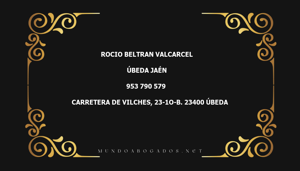 abogado Rocio Beltran Valcarcel en la localidad de Úbeda