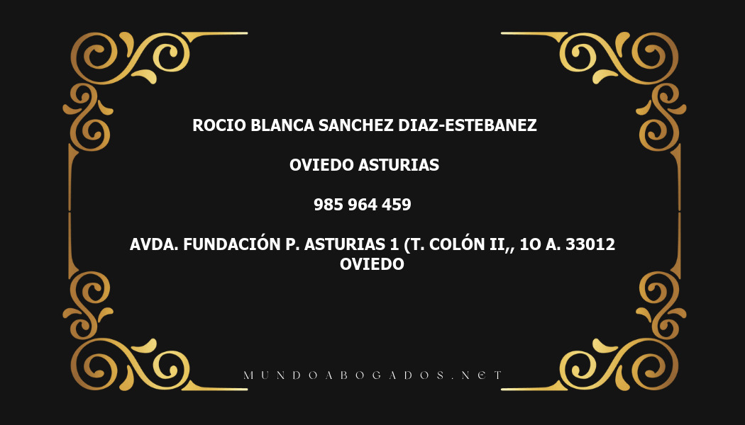 abogado Rocio Blanca Sanchez Diaz-Estebanez en la localidad de Oviedo