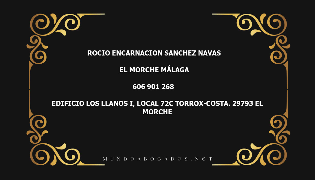 abogado Rocio Encarnacion Sanchez Navas en la localidad de El Morche