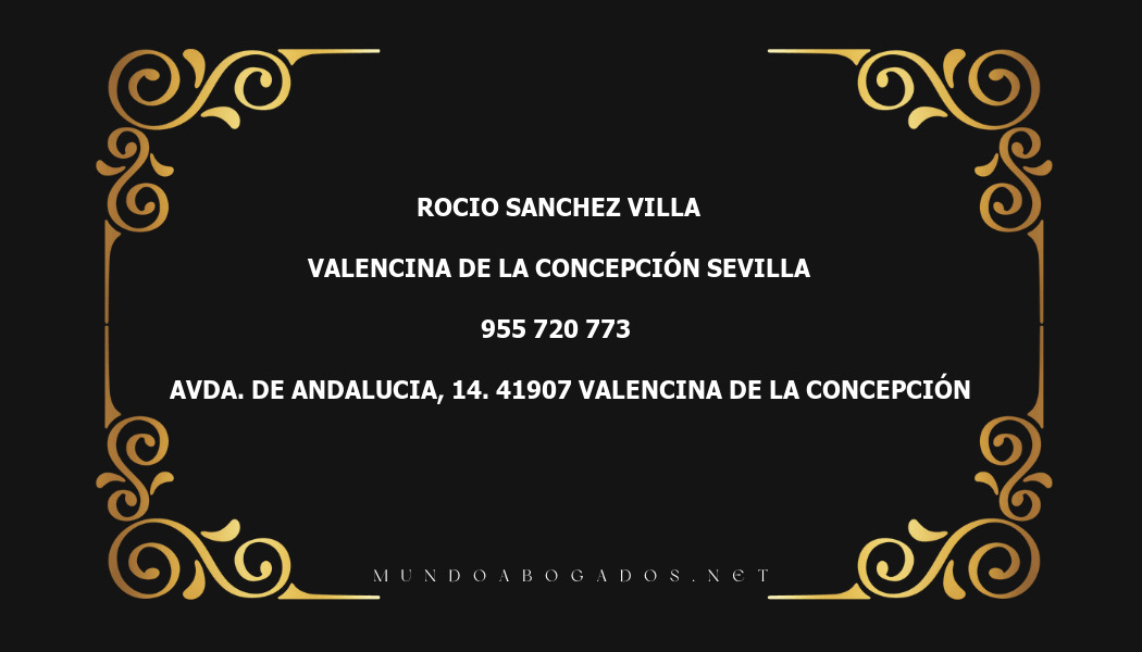 abogado Rocio Sanchez Villa en la localidad de Valencina de la Concepción