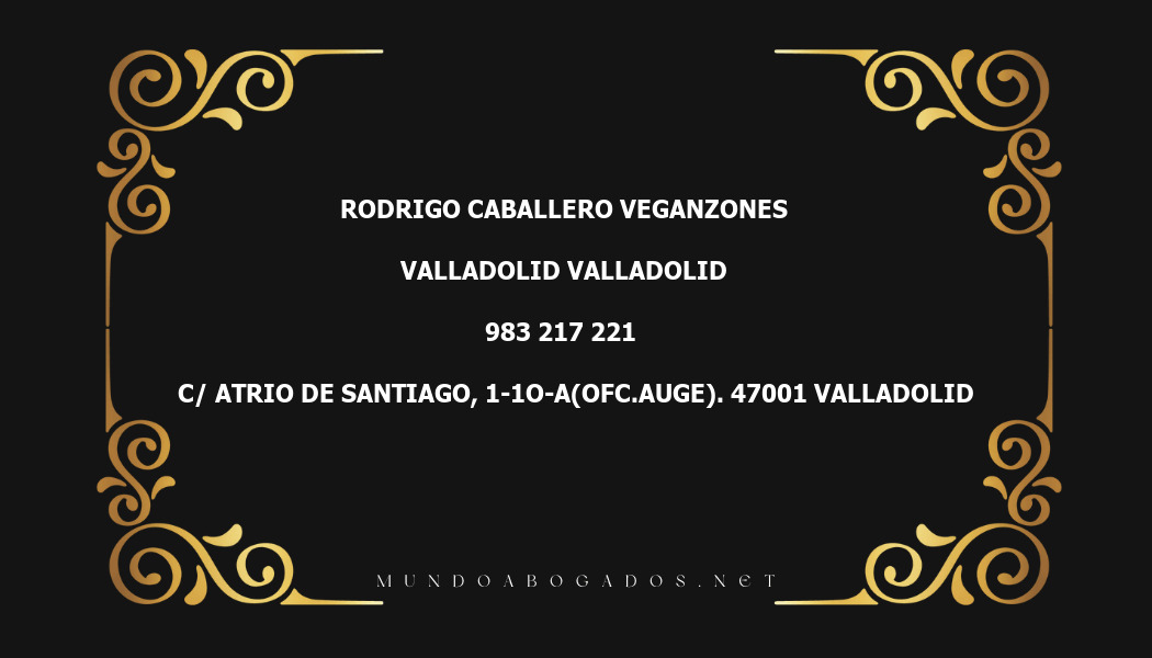 abogado Rodrigo Caballero Veganzones en la localidad de Valladolid