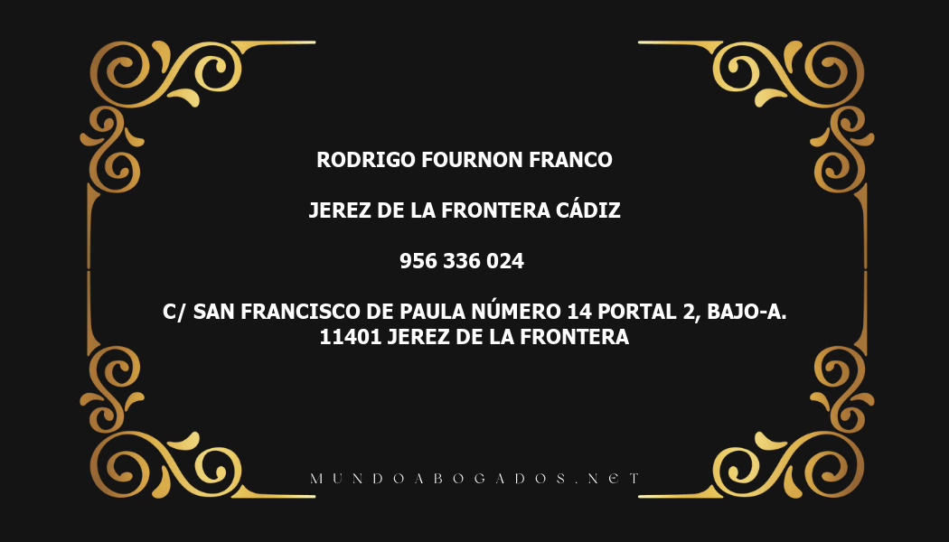 abogado Rodrigo Fournon Franco en la localidad de Jerez de la Frontera