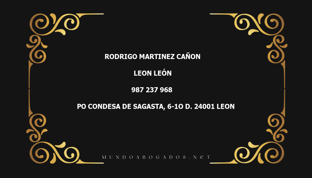 abogado Rodrigo Martinez Cañon en la localidad de Leon