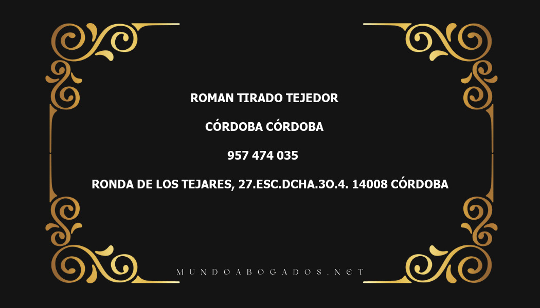 abogado Roman Tirado Tejedor en la localidad de Córdoba