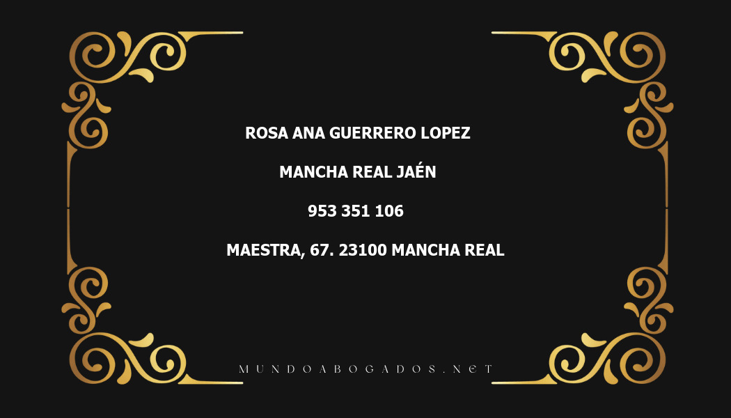 abogado Rosa Ana Guerrero Lopez en la localidad de Mancha Real