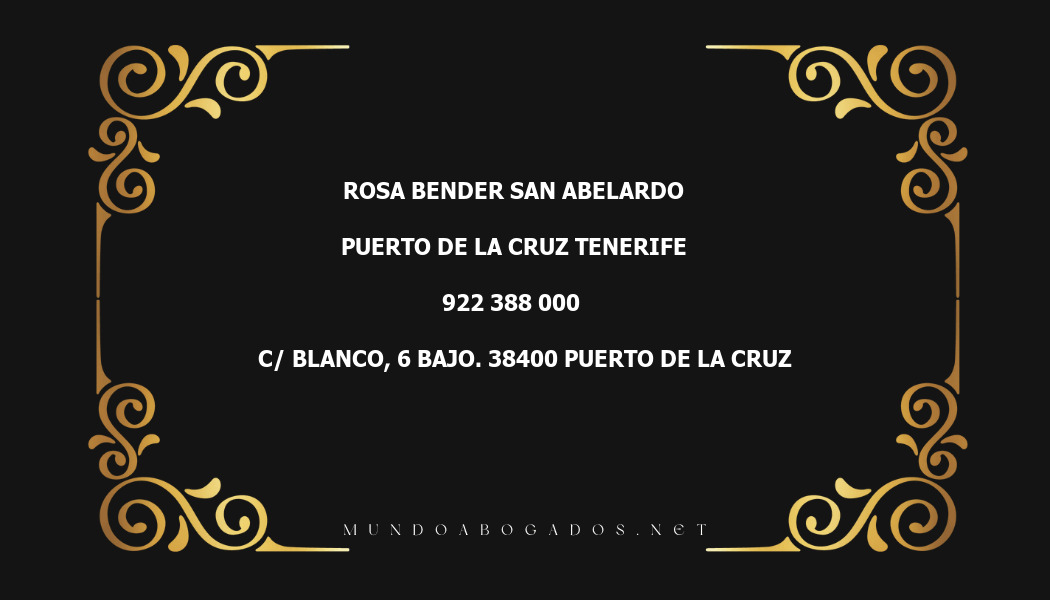 abogado Rosa Bender San Abelardo en la localidad de Puerto de la Cruz