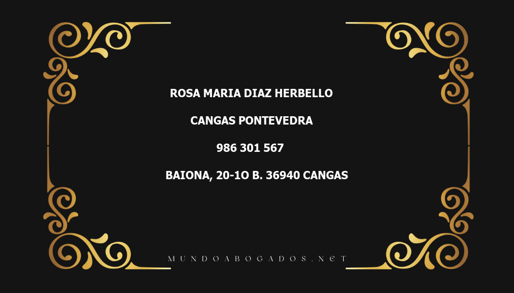 abogado Rosa Maria Diaz Herbello en la localidad de Cangas