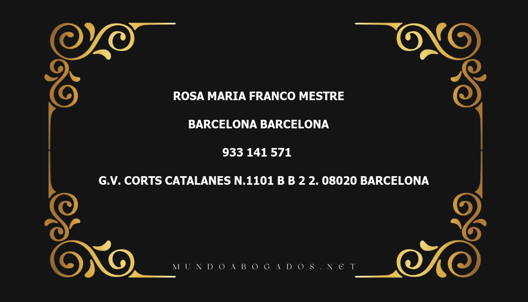 abogado Rosa Maria Franco Mestre en la localidad de Barcelona