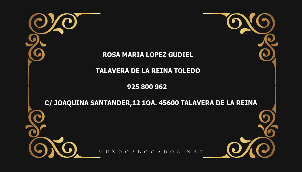 abogado Rosa Maria Lopez Gudiel en la localidad de Talavera de la Reina