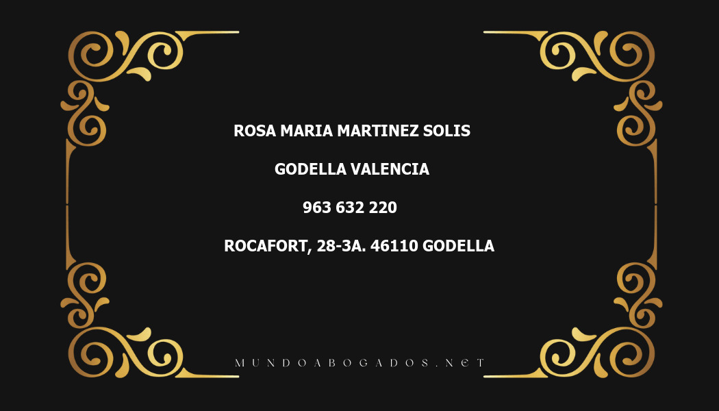 abogado Rosa Maria Martinez Solis en la localidad de Godella