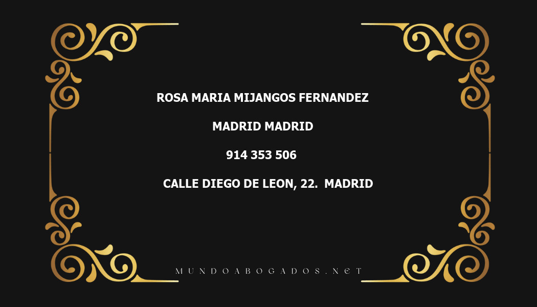 abogado Rosa Maria Mijangos Fernandez en la localidad de Madrid