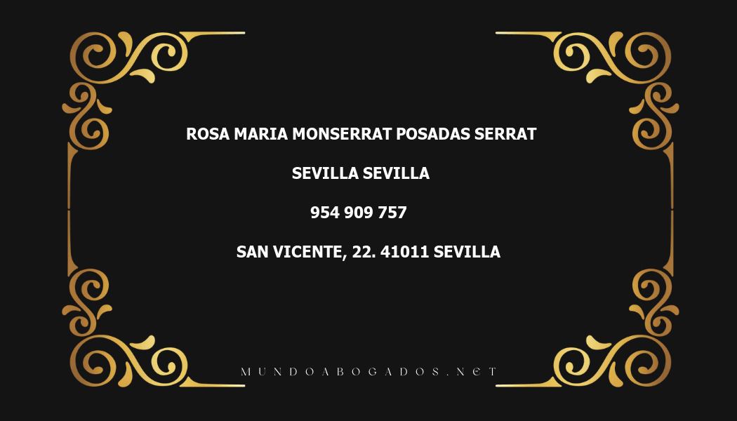 abogado Rosa Maria Monserrat Posadas Serrat en la localidad de Sevilla