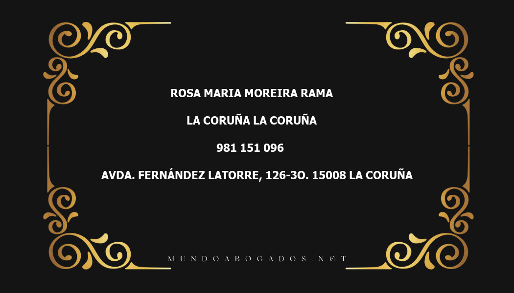 abogado Rosa Maria Moreira Rama en la localidad de La Coruña