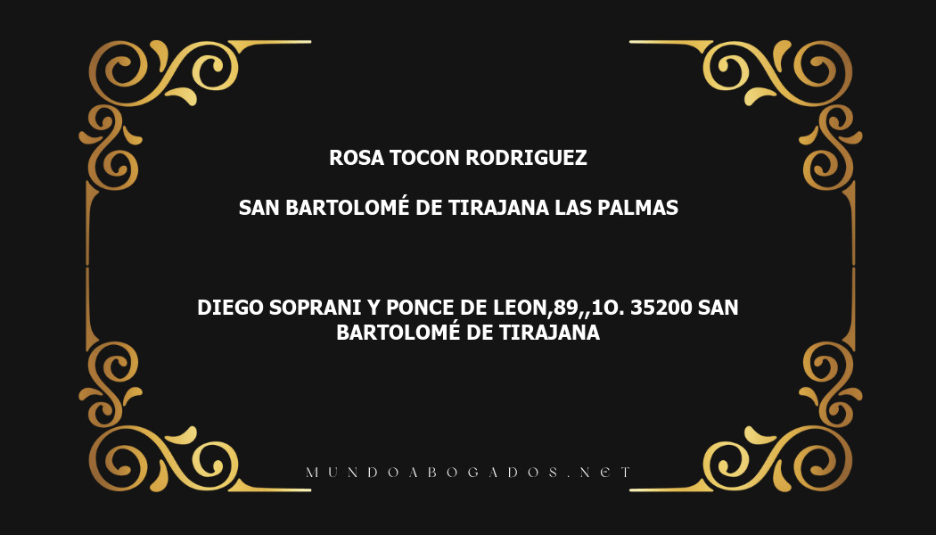 abogado Rosa Tocon Rodriguez en la localidad de San Bartolomé de Tirajana