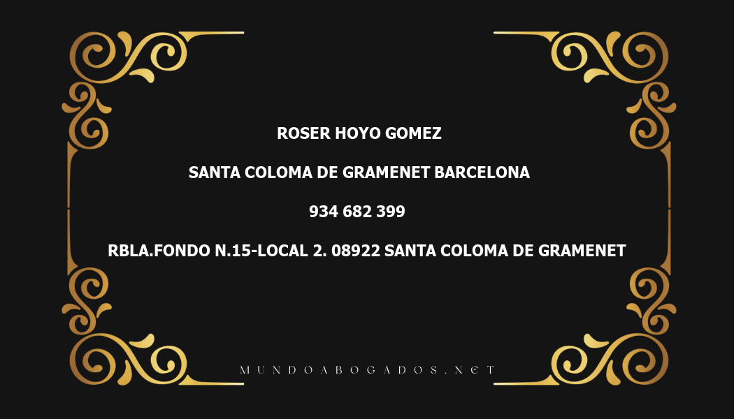 abogado Roser Hoyo Gomez en la localidad de Santa Coloma de Gramenet