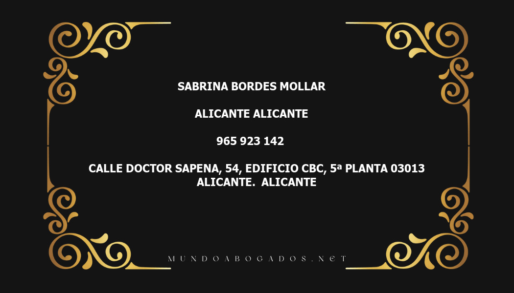 abogado Sabrina Bordes Mollar en la localidad de Alicante