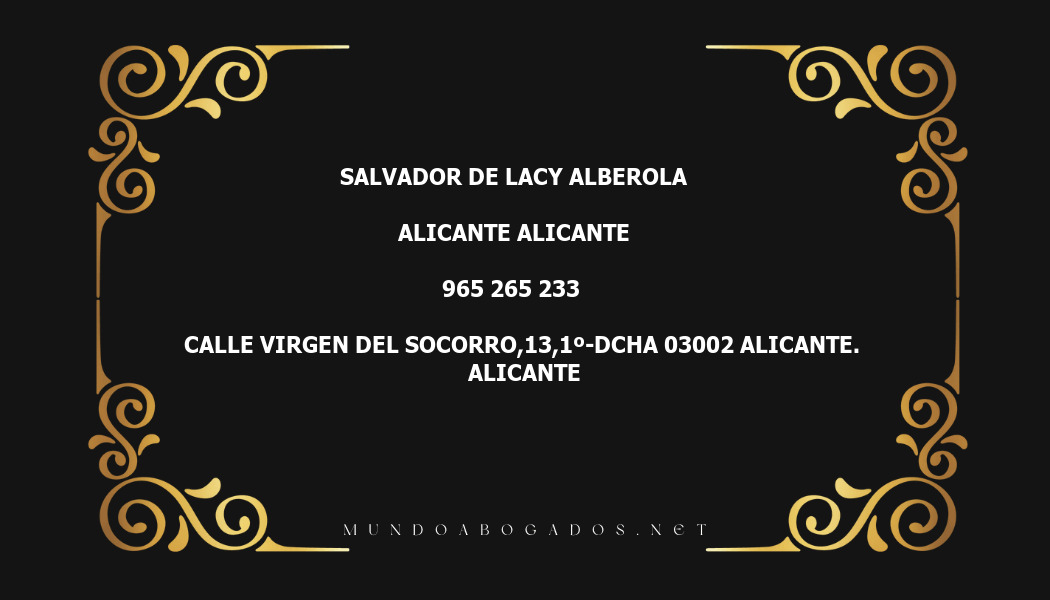 abogado Salvador De Lacy Alberola en la localidad de Alicante