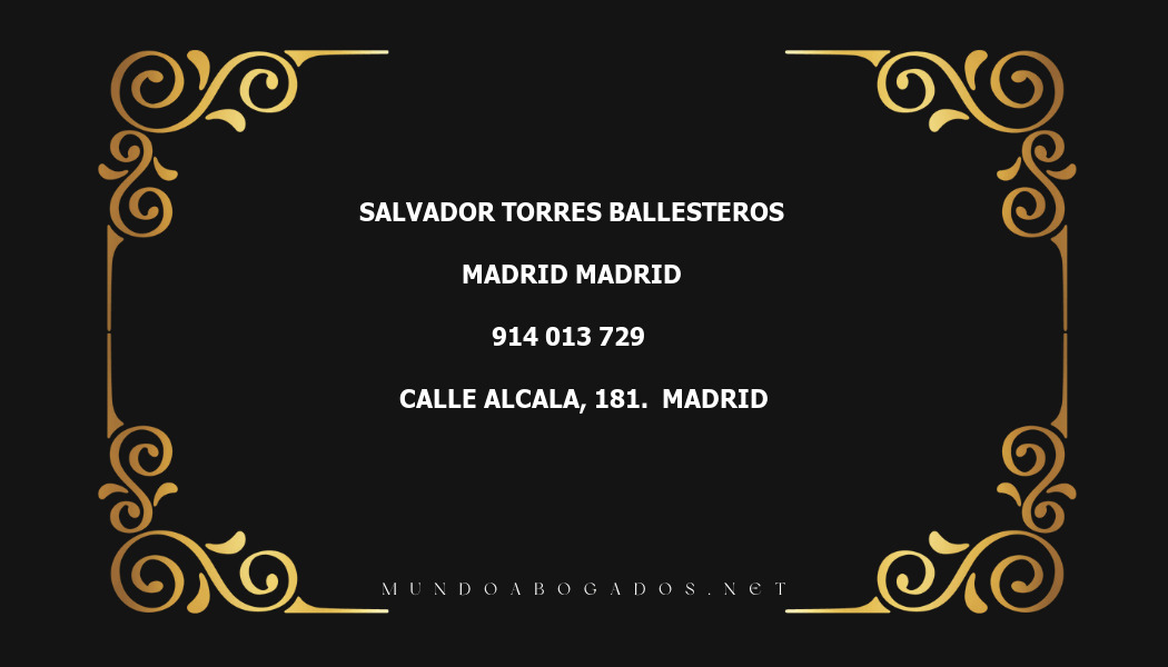 abogado Salvador Torres Ballesteros en la localidad de Madrid