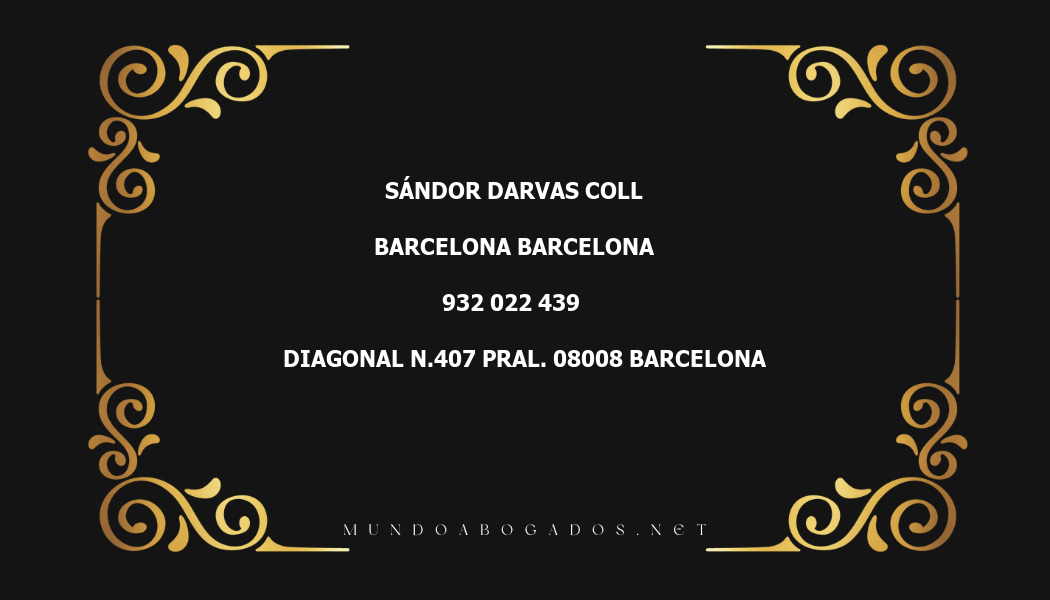 abogado Sándor Darvas Coll en la localidad de Barcelona