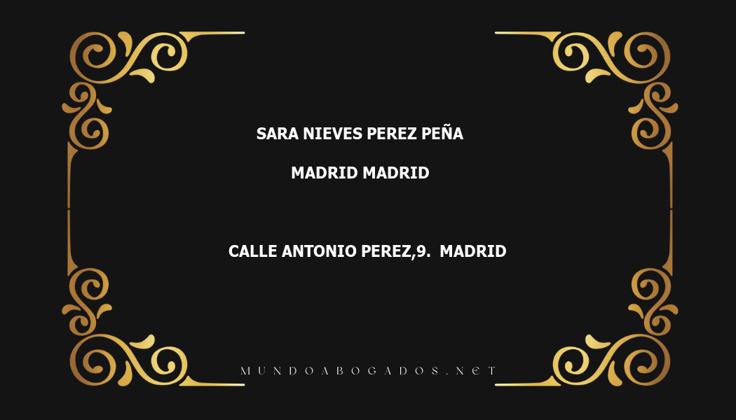 abogado Sara Nieves Perez Peña en la localidad de Madrid