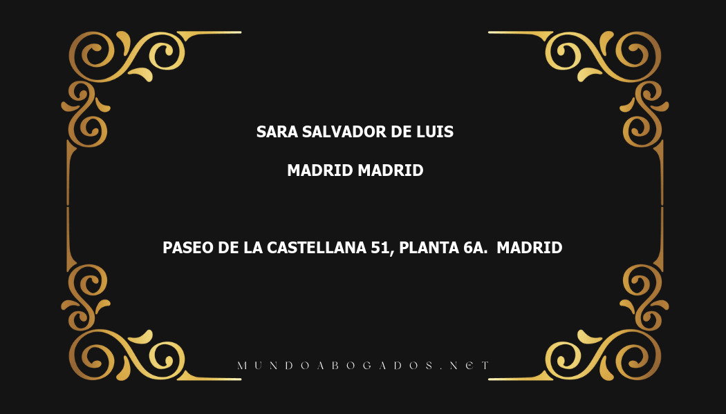 abogado Sara Salvador De Luis en la localidad de Madrid