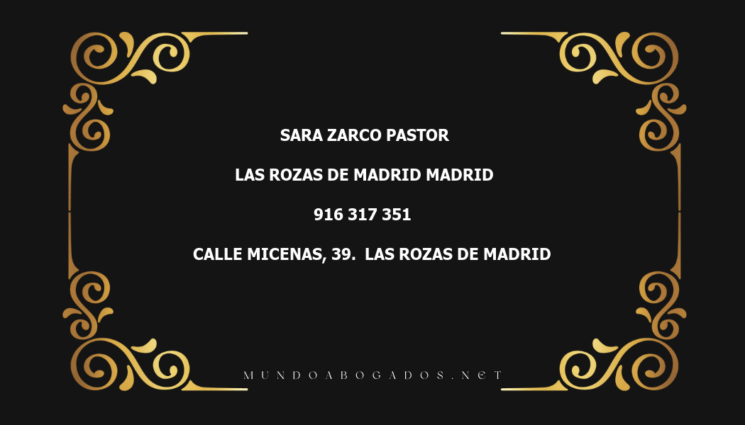 abogado Sara Zarco Pastor en la localidad de Las Rozas de Madrid