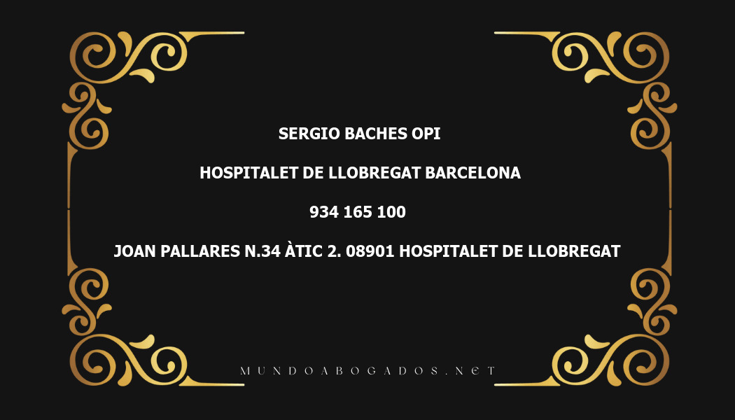 abogado Sergio Baches Opi en la localidad de Hospitalet de Llobregat