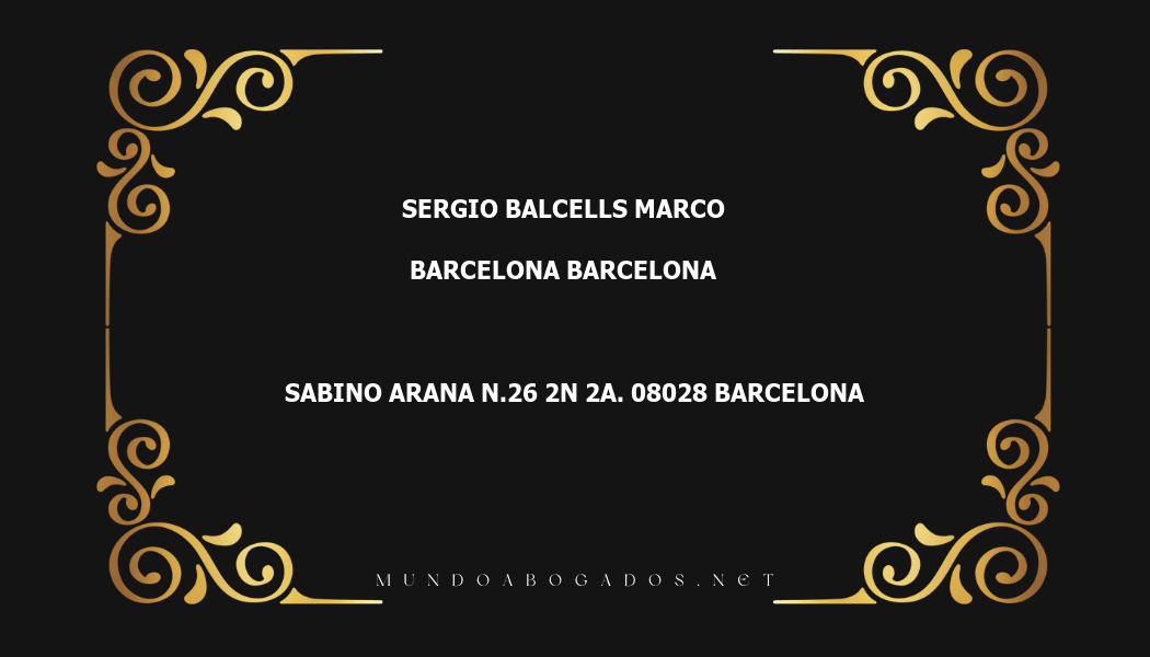 abogado Sergio Balcells Marco en la localidad de Barcelona