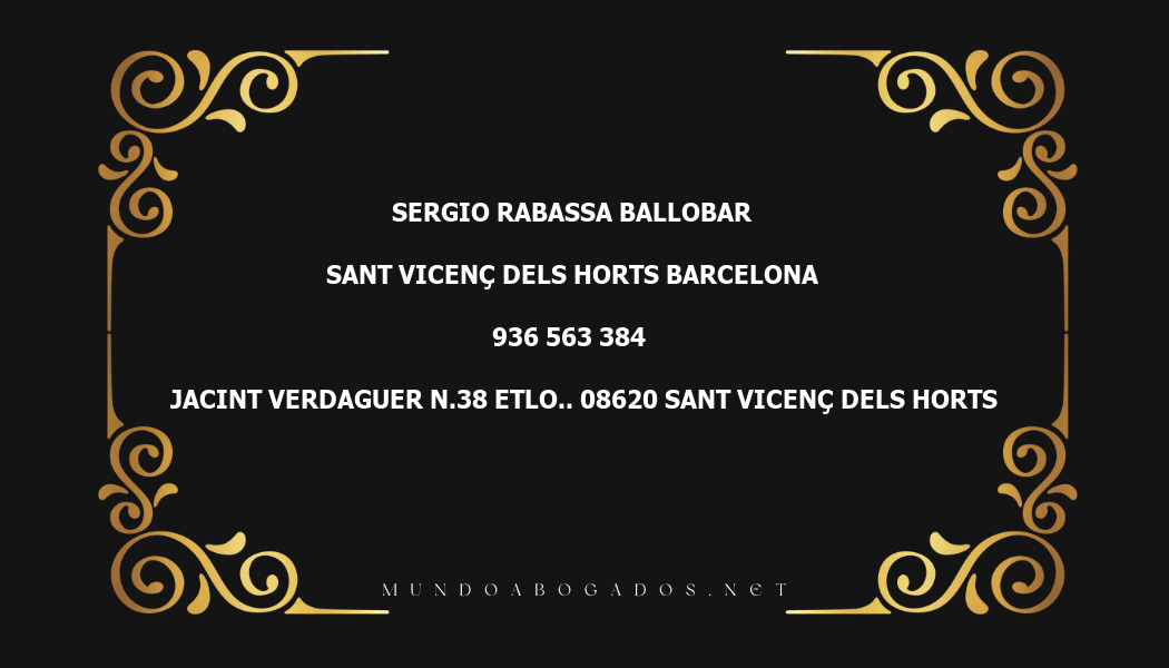 abogado Sergio Rabassa Ballobar en la localidad de Sant Vicenç dels Horts