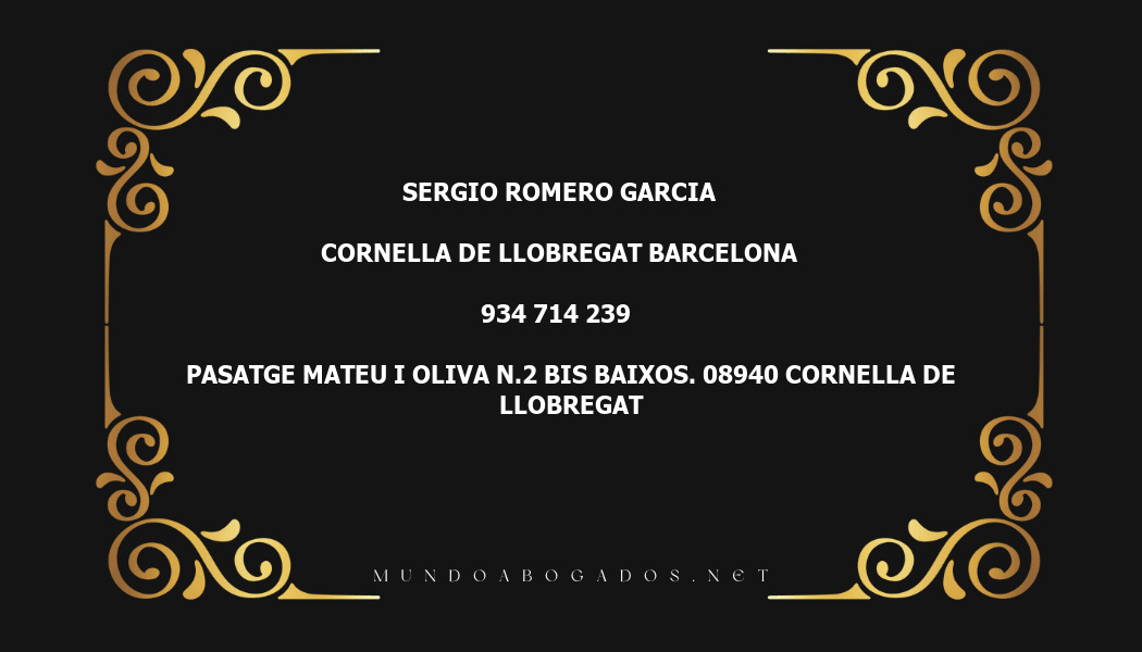 abogado Sergio Romero Garcia en la localidad de Cornella de Llobregat