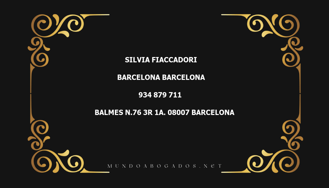 abogado Silvia Fiaccadori en la localidad de Barcelona