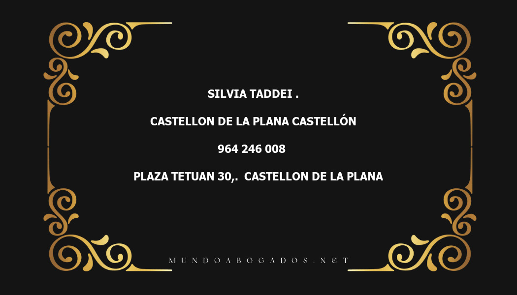 abogado Silvia Taddei . en la localidad de Castellon de la Plana