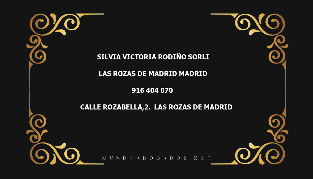 abogado Silvia Victoria Rodiño Sorli en la localidad de Las Rozas de Madrid