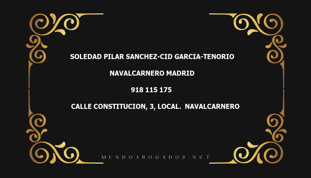 abogado Soledad Pilar Sanchez-Cid Garcia-Tenorio en la localidad de Navalcarnero