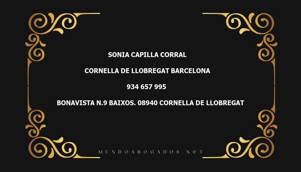 abogado Sonia Capilla Corral en la localidad de Cornella de Llobregat