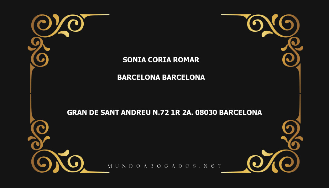 abogado Sonia Coria Romar en la localidad de Barcelona