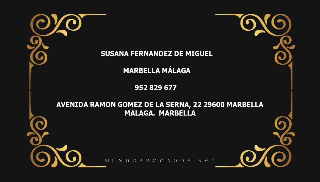 abogado Susana Fernandez De Miguel en la localidad de Marbella