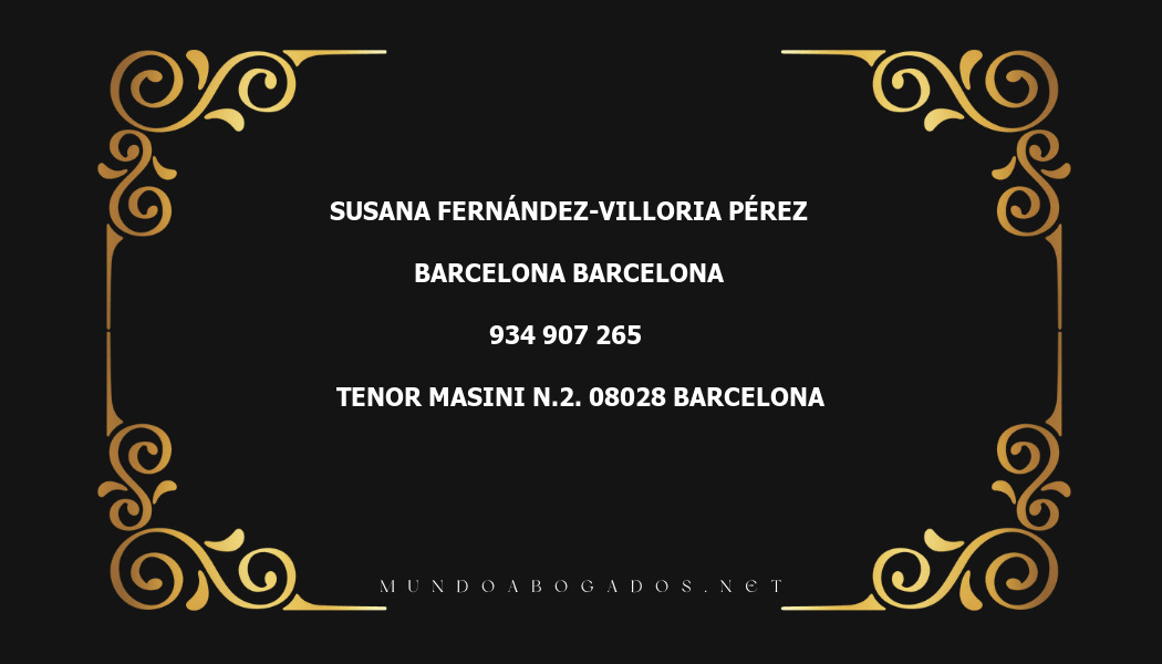 abogado Susana Fernández-Villoria Pérez en la localidad de Barcelona