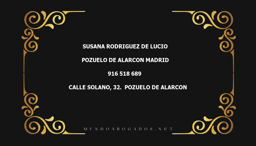 abogado Susana Rodriguez De Lucio en la localidad de Pozuelo de Alarcon