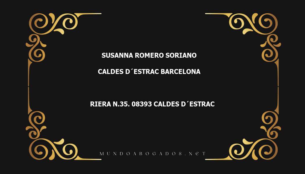 abogado Susanna Romero Soriano en la localidad de Caldes d´Estrac