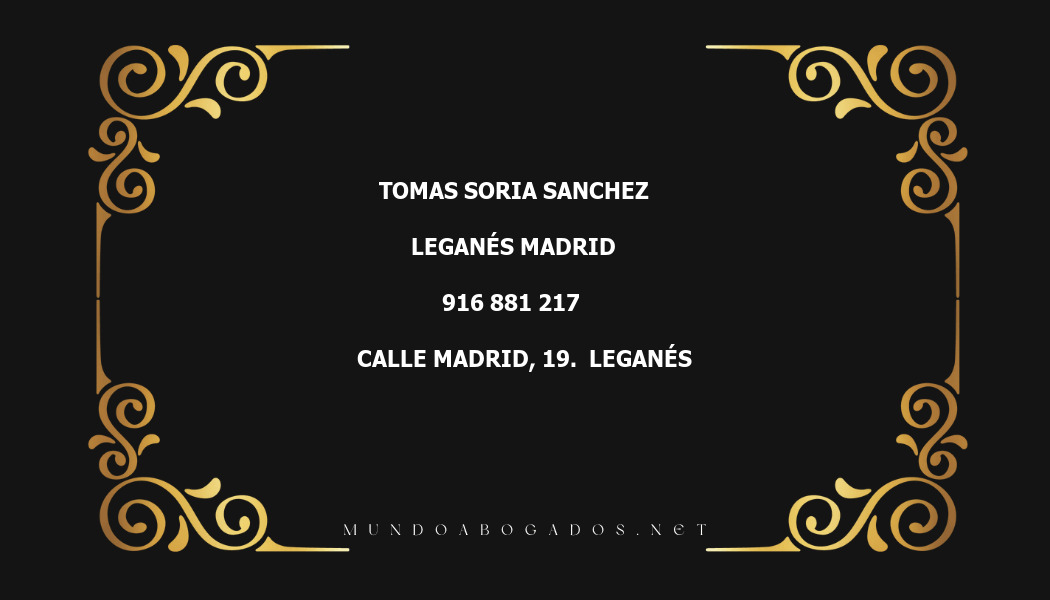 abogado Tomas Soria Sanchez en la localidad de Leganés