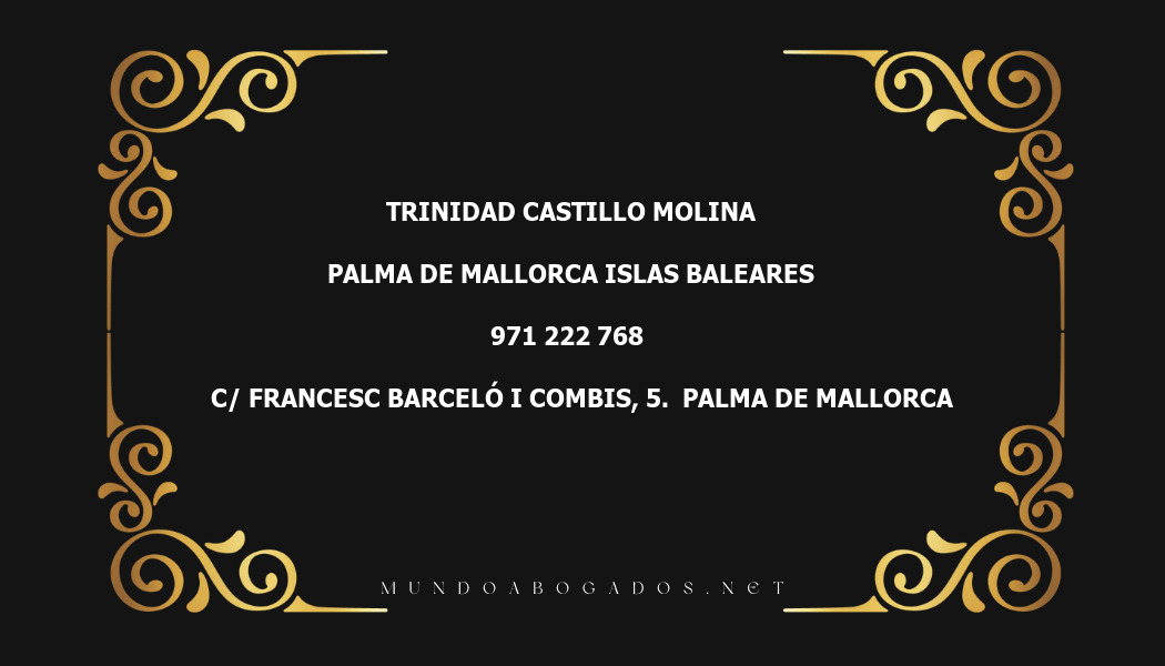 abogado Trinidad Castillo Molina en la localidad de Palma de Mallorca