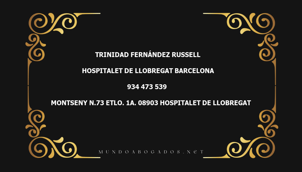 abogado Trinidad Fernández Russell en la localidad de Hospitalet de Llobregat