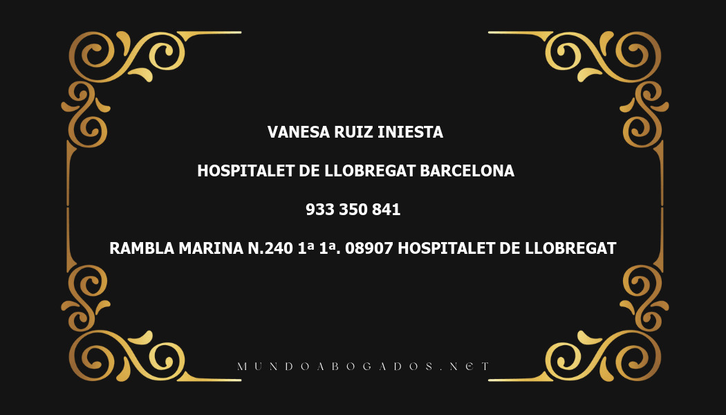 abogado Vanesa Ruiz Iniesta en la localidad de Hospitalet de Llobregat