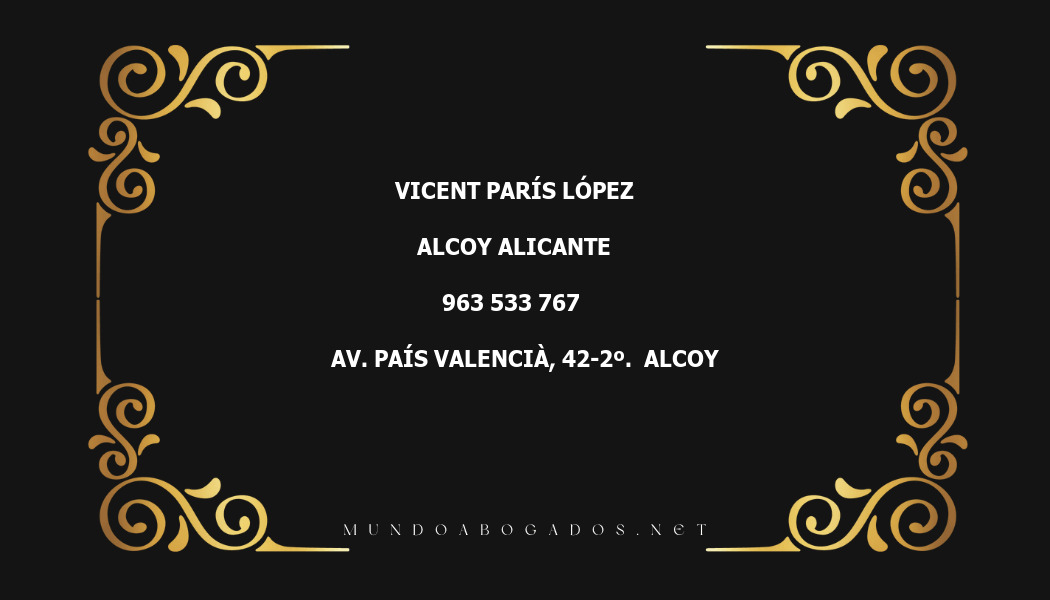 abogado Vicent París López en la localidad de Alcoy