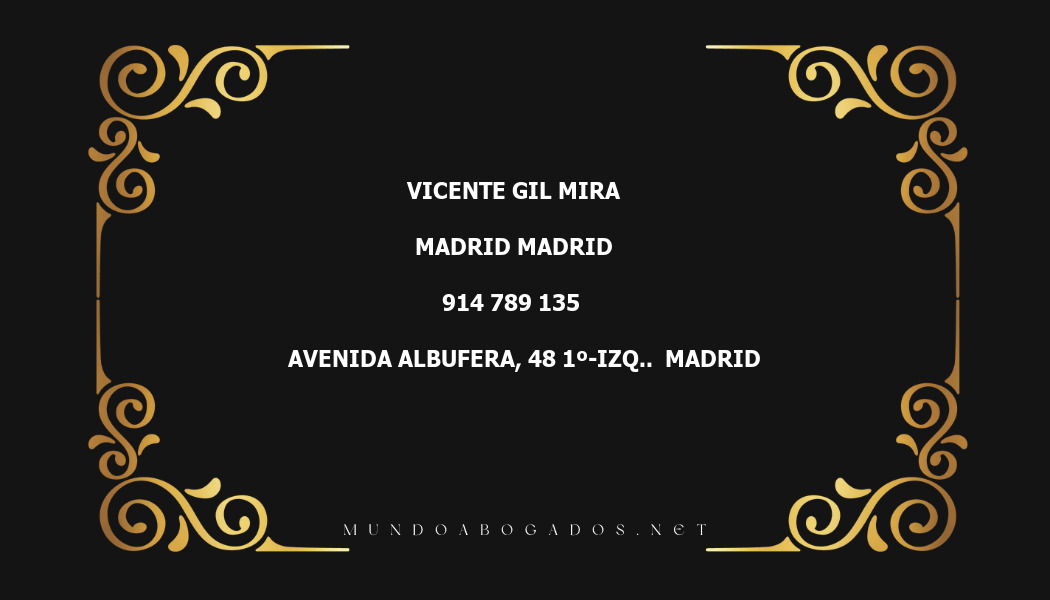 abogado Vicente Gil Mira en la localidad de Madrid